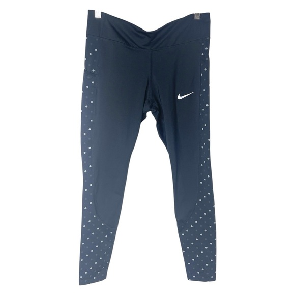 Nike Pants - Nike Large Charcoal Grey and Polka Dot Running Leggings Dri Fit Cropped Mid Rise